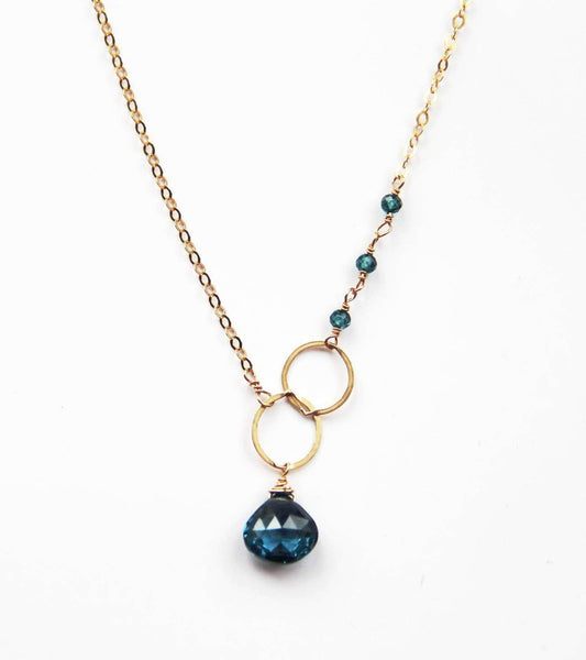 Labradorite Asymmetrical Necklace - Gold Filled - 16"-18"